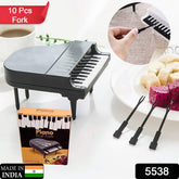 Colorful fruit forks set with piano design.